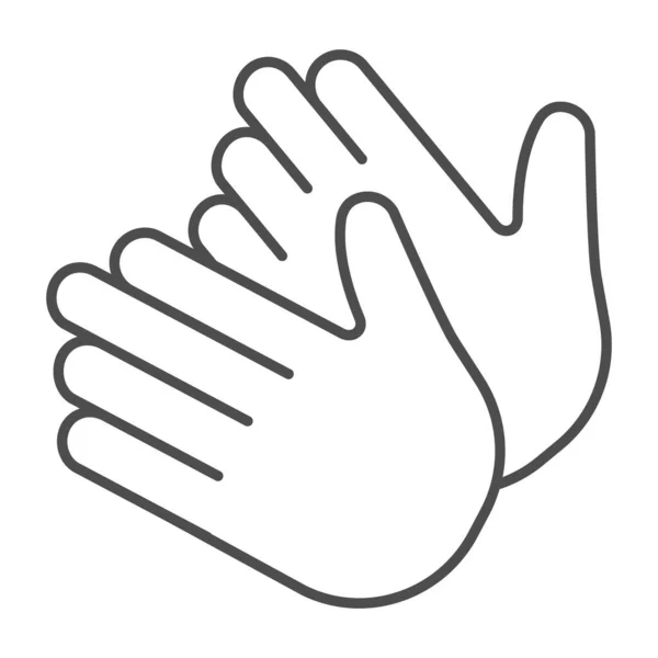 Δύο παλαμάκια χέρια, χειροκροτήματα, Bravo λεπτή γραμμή εικονίδιο, θεατρική ιδέα, χειροκρότημα, χειροκρότημα vector υπογράψει σε λευκό φόντο, περίγραμμα στυλ εικονίδιο για την κινητή έννοια και web design. Διανυσματικά γραφικά. — Διανυσματικό Αρχείο