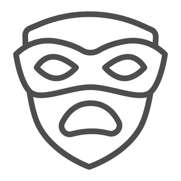 Karneval mask, tragedi mask, ledsen ansikte linje ikon, maskerad koncept, drama mask vektor tecken på vit bakgrund, kontur stil ikon för mobil koncept och webbdesign. Vektorgrafik. — Stock vektor