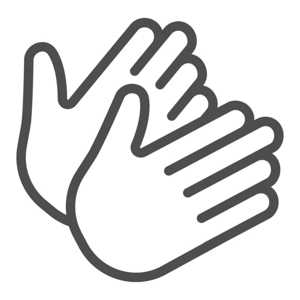 Két tapsoló kéz, taps, bravó vonal ikon, színházi koncepció, taps, taps vektor jel fehér háttéren, körvonalazott stílus ikon mobil koncepció és web design. Vektorgrafika. — Stock Vector
