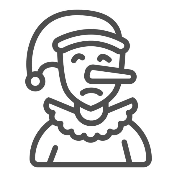 Trieste pinocchio pop met een lange neus lijn icoon, theater concept, pinnochio vector teken op witte achtergrond, outline stijl icoon voor mobiel concept en web design. vectorgrafieken. — Stockvector