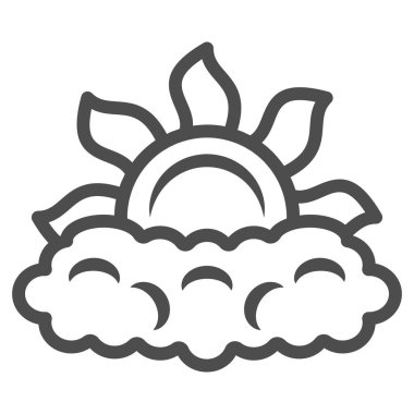 Sun peeps out through cloud line icon, weather and climate concept, partially cloudy vector sign on white background, outline style icon for mobile concept and web design. Vector graphics. vector Sun peeps out through cloud line icon, weather and climate concept, partially cloudy vector sign on white background, outline style icon for mobile concept and web design. Vector graphics. vector