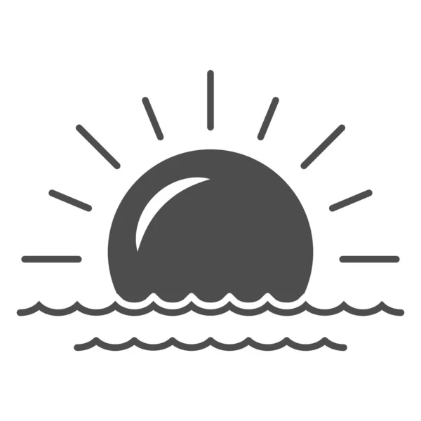 Sun and sea, seaside, sunset solid icon, weather and climate concept, sunrise vector sign on white background, glyph style icon for mobile concept and web design. Vector graphics. — Stock Vector