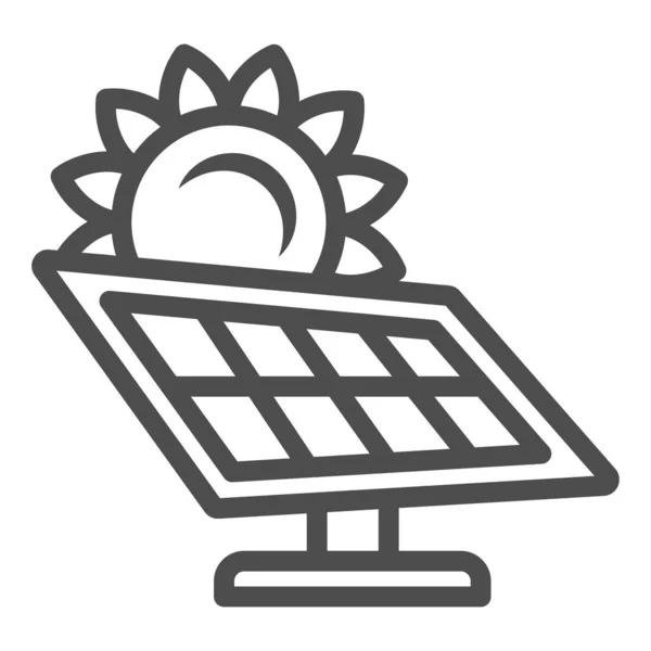 Ícone de linha de bateria solar e solar, conceito de natureza e clima, painéis de energia solar sinal de vetor no fundo branco, ícone de estilo de contorno para o conceito móvel e web design. Gráficos vetoriais. —  Vetores de Stock