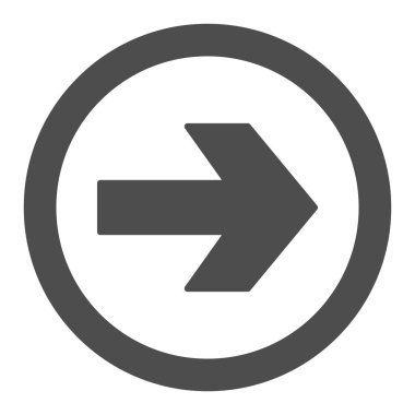 Yön işareti, dairesel katı simge içindeki ok, yön kavramı, beyaz arkaplanda ok vektör işaretinin yönlendirilmesi, mobil konsept ve web tasarımı için glyph tarzı simge. Vektör grafikleri.