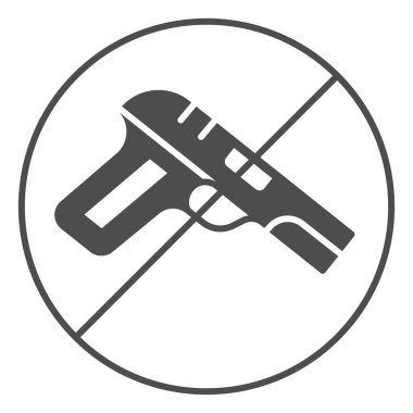 Silah yok, silah yok katı simge imzalamak yok, güvenlik kontrolü kavramı, beyaz arka planda silah yasaklı vektör işareti, mobil konsept ve web tasarımı için sembol. Vektör grafikleri.
