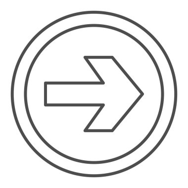 Yön işareti, daire şeklinde ince çizgi simgesi, yön konsepti, beyaz arkaplanda ok vektör işaretinin yönlendirilmesi, mobil konsept ve web tasarımı için taslak biçimi simgesi. Vektör grafikleri.