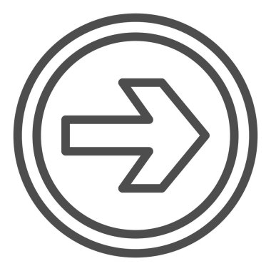 Yön işareti, daire çizgisi simgesindeki ok, yön kavramı, beyaz arkaplandaki ok vektör işaretinin yönlendirilmesi, mobil konsept ve web tasarımı için taslak biçimi simgesi. Vektör grafikleri.