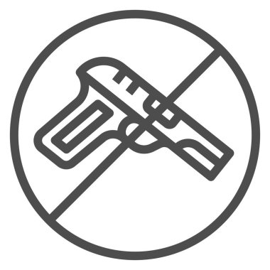 Silah yok, silah taşıma işareti yok, güvenlik kontrolü konsepti yok, beyaz arka planda silah yasaklı vektör işareti, mobil konsept ve web tasarımı için taslak tarzı simge yok. Vektör grafikleri.