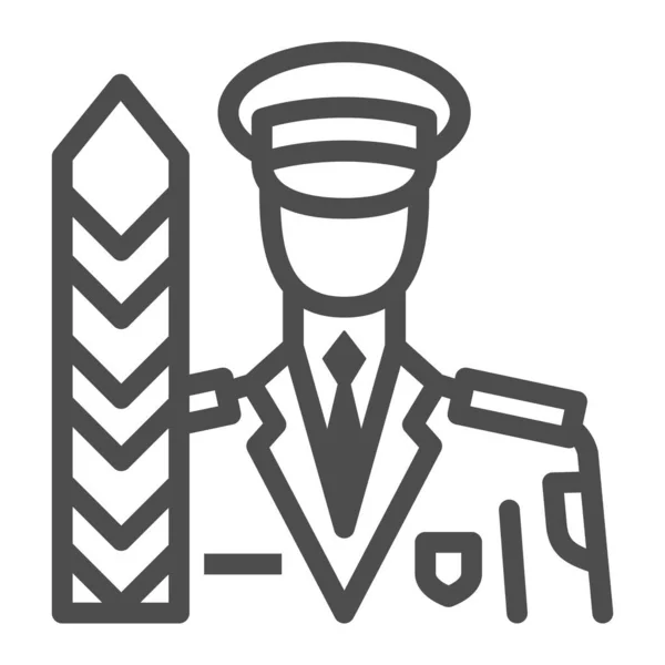Custom official, uniformed Officer, blocking line icon, security concept, border guard vector sign on white background, outline style icon for mobile concepts and web design. 벡터 그래픽. — 스톡 벡터