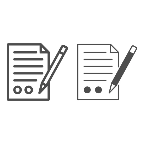 Shett of paper, filled in form, pencil line and solid icon, documents concept, application form vector sign on white background, outline style icon for mobile concept and web design. Vector graphics. — Stock Vector