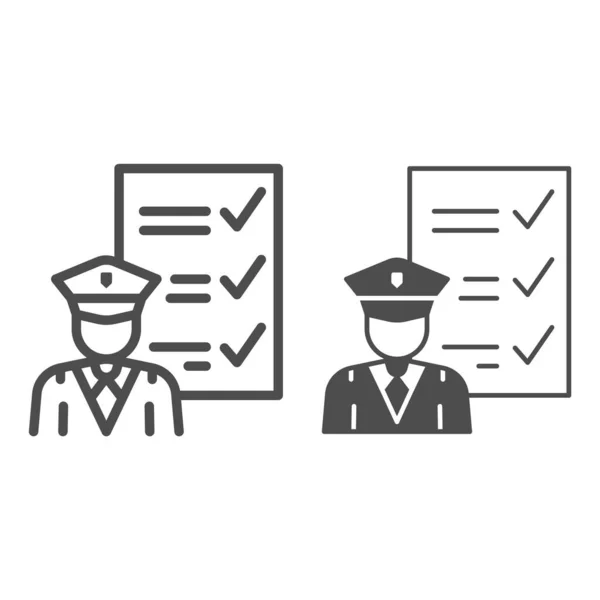 Customs Officer 와 declaration line, solid icon, security check Concept, goods to declare vector sign on white background, outline style icon for mobile concepts and web design. 벡터 그래픽. — 스톡 벡터