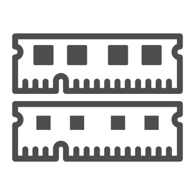 RAM modül katı simgesi, elektronik konsept, bellek modülü parçacıkları beyaz arka planda vektör işareti, mobil konsept ve web tasarımı için glyph tarzı simge. Vektör grafikleri.