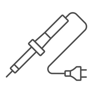 İnce çizgi simgesine sahip lehim, elektronik konsept, beyaz arka planda demir taşıyıcı işareti lehimleme, mobil konsept ve web tasarımı için tasarım biçimi simgesi. Vektör grafikleri.