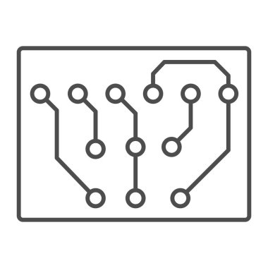 Copmact prited devre kartı dikdörtgen şekil ince çizgi ikonu, elektronik konsept, beyaz arka planda PCB vektör işareti, mobil konsept ve web tasarımı için taslak biçim ikonu. Vektör grafikleri.
