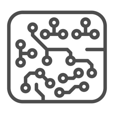 Diyot çizgi simgesi, elektronik konsept, beyaz arkaplanda PSB vektör işareti, mobil konsept ve web tasarımı için taslak biçimi simgesi içeren yazdırılmış devre kartı kare şekli. Vektör grafikleri.