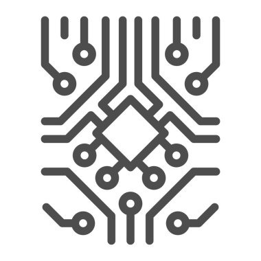 Diyot ve mikroçip çizgisi ikonu olan analog işlemci devresi, elektronik konsept, beyaz arka planda PCB vektör işareti, mobil konsept ve web tasarımı için taslak biçimi simgesi. Vektör grafikleri.
