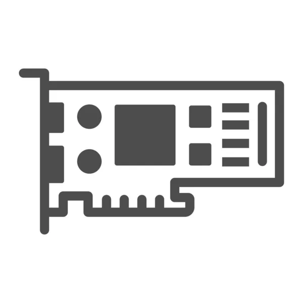 Icono sólido de tarjeta de vídeo, concepto de electrónica, signo de vector adaptador de gráficos sobre fondo blanco, icono de estilo glifo para el concepto móvil y el diseño web. Gráficos vectoriales. — Vector de stock