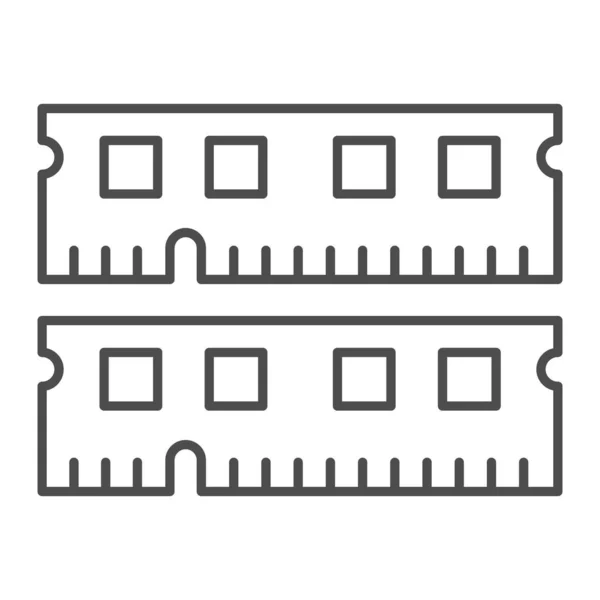 Moduł RAM cienka ikona linii, koncepcja elektroniki, moduł pamięci fragmenty znak wektorowy na białym tle, ikona stylu zarys dla koncepcji mobilnej i projektowania stron internetowych. Grafika wektorowa. — Wektor stockowy