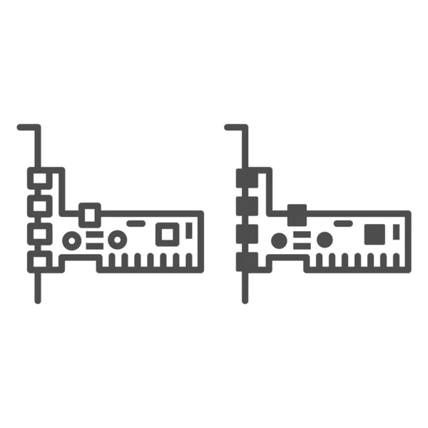 Линия звуковой карты и сплошная иконка, концепция, векторный знак аудиокарты на белом фоне, иконка стиля для мобильной концепции и веб-дизайна. Векторная графика. — стоковый вектор