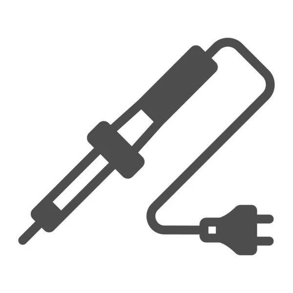 Ferro de solda com plug ícone sólido, conceito de eletrônica, ferro de solda ferramenta vetor sinal no fundo branco, ícone de estilo de glifo para o conceito móvel e web design. Gráficos vetoriais. — Vetor de Stock