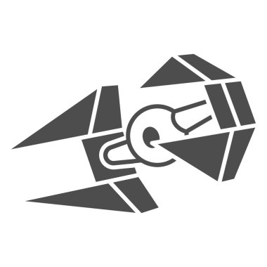 TIE in Interceptor katı simgesi, yıldız savaşları konsepti, beyaz arka planda TIE vektör işareti, mobil konsept ve web tasarımı için glyph tarzı simge. Vektör grafikleri.