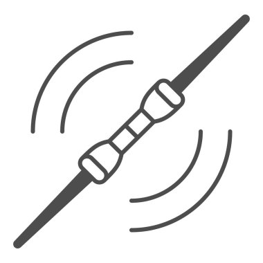 Çift Bıçaklı ışın kılıcı ince çizgi ikonu, yıldız savaşları konsepti, beyaz arka planda ışın vektör işareti, mobil konsept ve web tasarımı için taslak tarzı ikon. Vektör grafikleri.