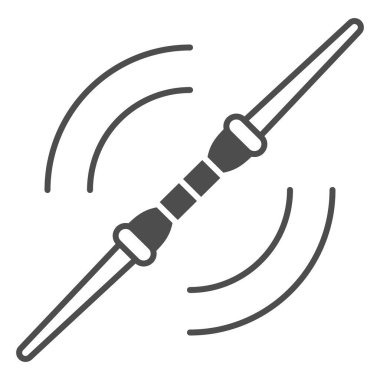 Çift Bıçaklı Işın Kılıcı katı ikonu, yıldız savaşları konsepti, beyaz arka planda Saberstaff ışık vektör işareti, mobil konsept ve web tasarımı için glyph tarzı ikon. Vektör grafikleri.