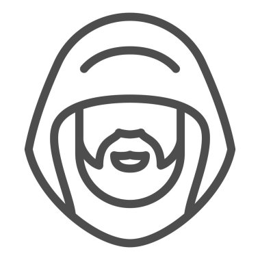 Obi Wan Kenobi çizgi ikonu, yıldız savaşları konsepti, beyaz arka planda Ben Jedi ana vektör işareti, mobil konsept ve web tasarımı için taslak tarzı ikonu. Vektör grafikleri.