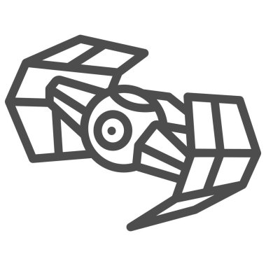 TIE Fighter gelişmiş X1 çizgi ikonu, yıldız savaşları konsepti, beyaz arka planda imparatorluk yıldız savaşçısı vektör işareti, mobil konsept ve web tasarımı için taslak tarzı ikon. Vektör grafikleri.