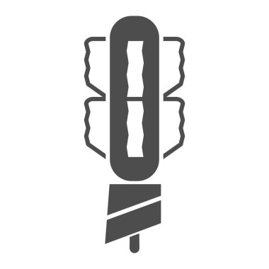 Kore hot dog katı ikonu, Asya yemeği konsepti, beyaz arka planda patates vektör işareti ile kaplanmış sosis, mobil konsept ve web tasarımı için kabartma tarzı ikon. Vektör grafikleri.