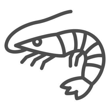 Karides çizgisi simgesi, deniz ürünleri konsepti, beyaz arka planda karides vektör işareti, mobil konsept ve web tasarımı için taslak tarzı simge. Vektör grafikleri.