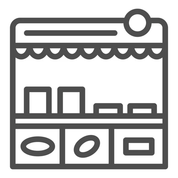 快餐摊位线图标、亚洲食品概念、白色背景的韩国信息亭矢量符号、移动概念和网页设计的轮廓样式图标。矢量图形. — 图库矢量图片