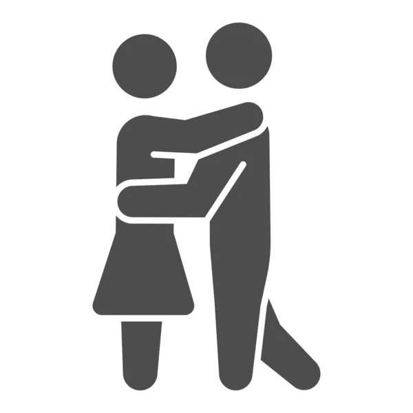 Hombre y mujer bailando icono sólido, citas y concepto de relación, pareja lento signo vectorial de danza sobre fondo blanco, icono de estilo glifo para el concepto móvil y diseño web. Gráficos vectoriales. — Vector de stock