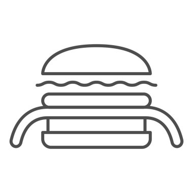 Burger Kuro ninja ince çizgi ikonu, Asya gıda konsepti, beyaz arka planda siyah ninja vektör işareti, mobil konsept ve web tasarımı için taslak tarzı ikonu. Vektör grafikleri.