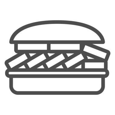 Pirinç burger çizgisi ikonu, Asya gıda konsepti, beyaz arka planda riceburger vektör işareti, mobil konsept ve web tasarımı için taslak tarzı ikon. Vektör grafikleri.