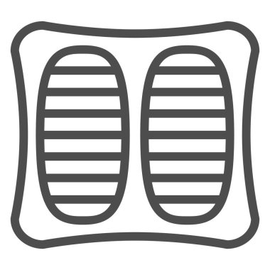 Kızarmış mürekkep balığı çizgisi ikonu, Asya yemeği konsepti, beyaz arka planda Japon kızarmış ikayaki vektör işareti, mobil konsept ve web tasarımı için taslak tarzı ikon. Vektör grafikleri.