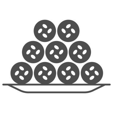 Hamur şeklindeki balık tüpleri, Asya gıda konsepti, Japon tempura chikuwa kamaboko vektör işareti beyaz arka planda, mobil konsept ve web tasarımı için glyph tarzı ikon. Vektör grafikleri.