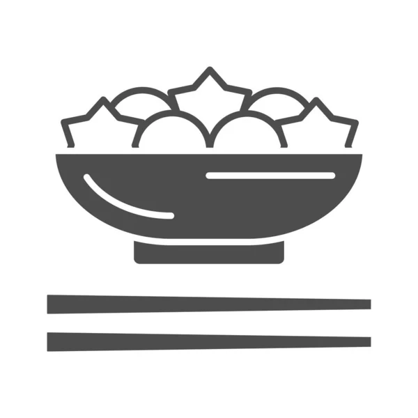 Donburi solide icoon, Aziatisch food concept, Japanse rijst kom schotel vector teken op witte achtergrond, glyph stijl icoon voor mobiel concept en web design. vectorgrafieken. — Stockvector