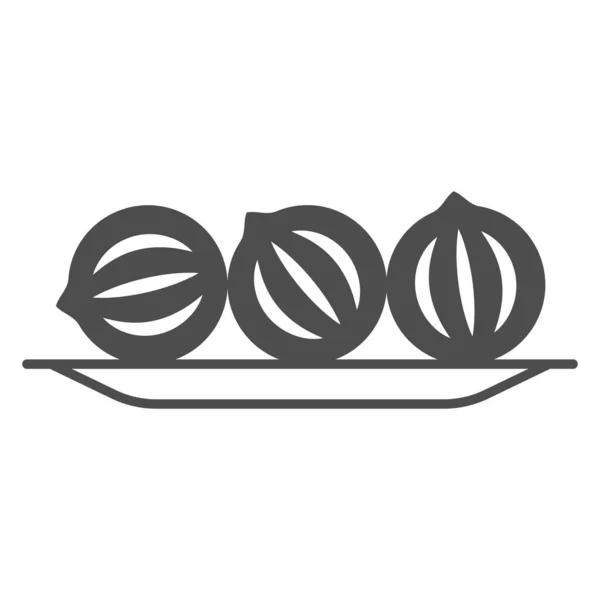 Châtaignes rôties icône solide, concept alimentaire asiatique, signe vectoriel japonais Yakikuri sur fond blanc, icône de style glyphe pour concept mobile et web design. Graphiques vectoriels. — Image vectorielle