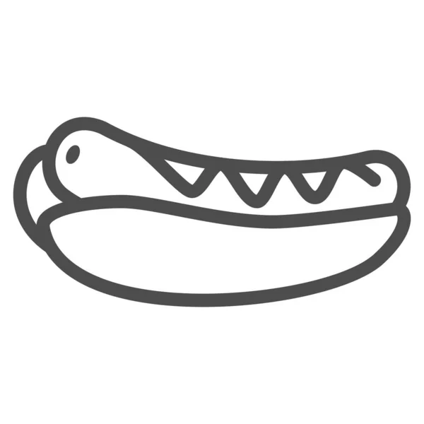 Icono de línea de hot dog real, concepto de comida callejera, letrero vectorial de hot dog a la parrilla sobre fondo blanco, icono de estilo de esquema para concepto móvil y diseño web. Gráficos vectoriales. — Vector de stock