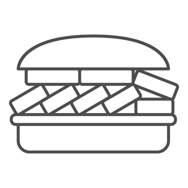 Rijstburger dunne lijn pictogram, aziatische food concept, rijstburger vector teken op witte achtergrond, outline stijl pictogram voor mobiele concept en web design. vectorgrafieken. — Stockvector