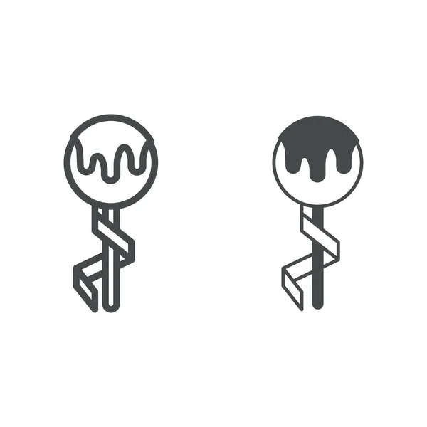 Lollipop-Linie und solides Symbol, asiatisches Food-Konzept, Stickbonbon-Vektor-Zeichen auf weißem Hintergrund, umreißendes Stil-Symbol für mobiles Konzept und Webdesign. Vektorgrafik. — Stockvektor
