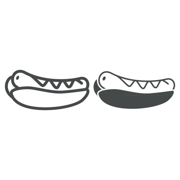 Royal hot dog lijn en solide pictogram, street food concept, gegrilde hotdog vector teken op witte achtergrond, outline stijl pictogram voor mobiele concept en web design. vectorgrafieken. — Stockvector