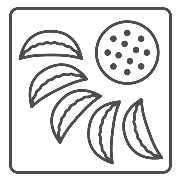 Boulettes frites Jiaozi fine ligne icône, concept alimentaire asiatique, japonais yaki gyoza vecteur signe sur fond blanc, icône de style contour pour concept mobile et web design. Graphiques vectoriels. — Image vectorielle