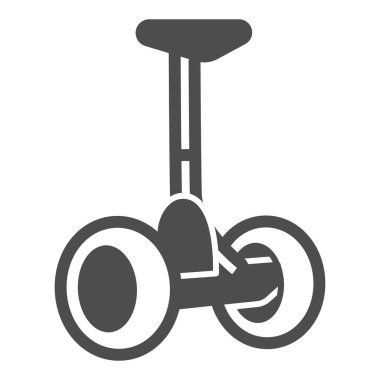 Uçan kaykay katı ikonu, elektrik taşıma konsepti, beyaz arka planda vektör işareti olan jiroskoper, mobil konsept ve web tasarımı için glyph tarzı simge. Vektör grafikleri.