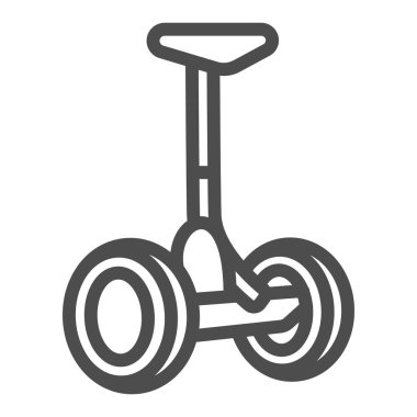 Uçan kaykay çizgisi simgesi, elektrik taşıma konsepti, beyaz arka planda vektör işareti olan jiroskoper, mobil konsept ve web tasarımı için taslak biçimi simgesi. Vektör grafikleri.