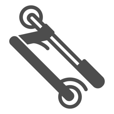 Elektrikli scooter katlanmış katı ikon, elektrik taşıma konsepti, beyaz arka planda katlanır güç scooter vektör işareti, mobil konsept ve web tasarımı için glyph tarzı simge. Vektör grafikleri.