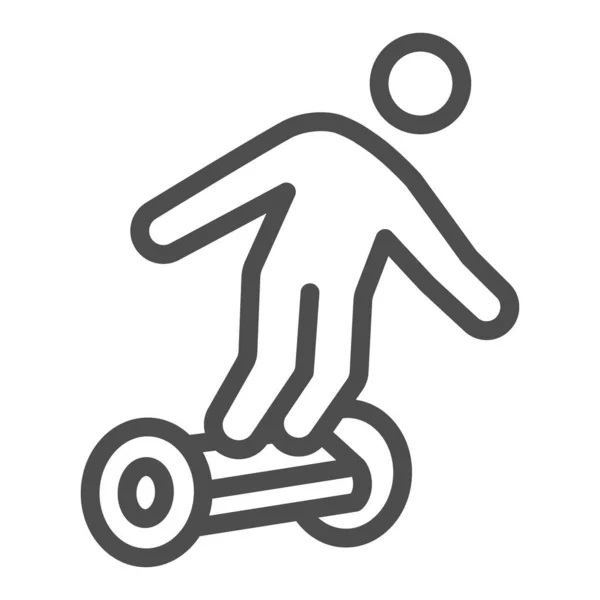 Man Ride Gyroboard Line Symbol, elektrisches Transportkonzept, Reiten Gyroscooter Vektorschild auf weißem Hintergrund, Umriss Stil-Symbol für mobiles Konzept und Web-Design. Vektorgrafik. — Stockvektor