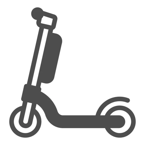 Scooter eléctrico con icono sólido de la batería, concepto de transporte eléctrico, kick scooter signo vectorial sobre fondo blanco, icono de estilo glifo para el concepto móvil y diseño web. Gráficos vectoriales. — Vector de stock