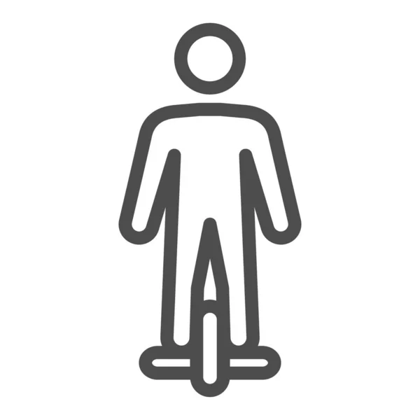 人骑单轮线图标，电动车概念，人骑单轮矢量符号白色背景，概述风格图标移动概念和网页设计。矢量图形. — 图库矢量图片